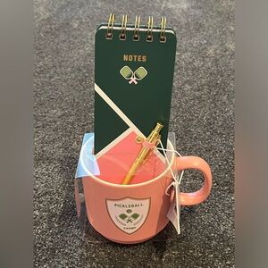 Fringe Studios Pickleball Mug Gift Set with Spiral Notepad and Gold Pen